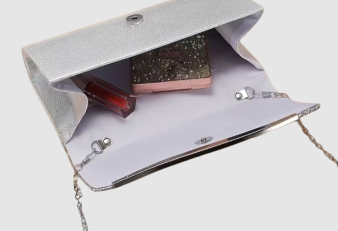 Silver Sequin Clutch