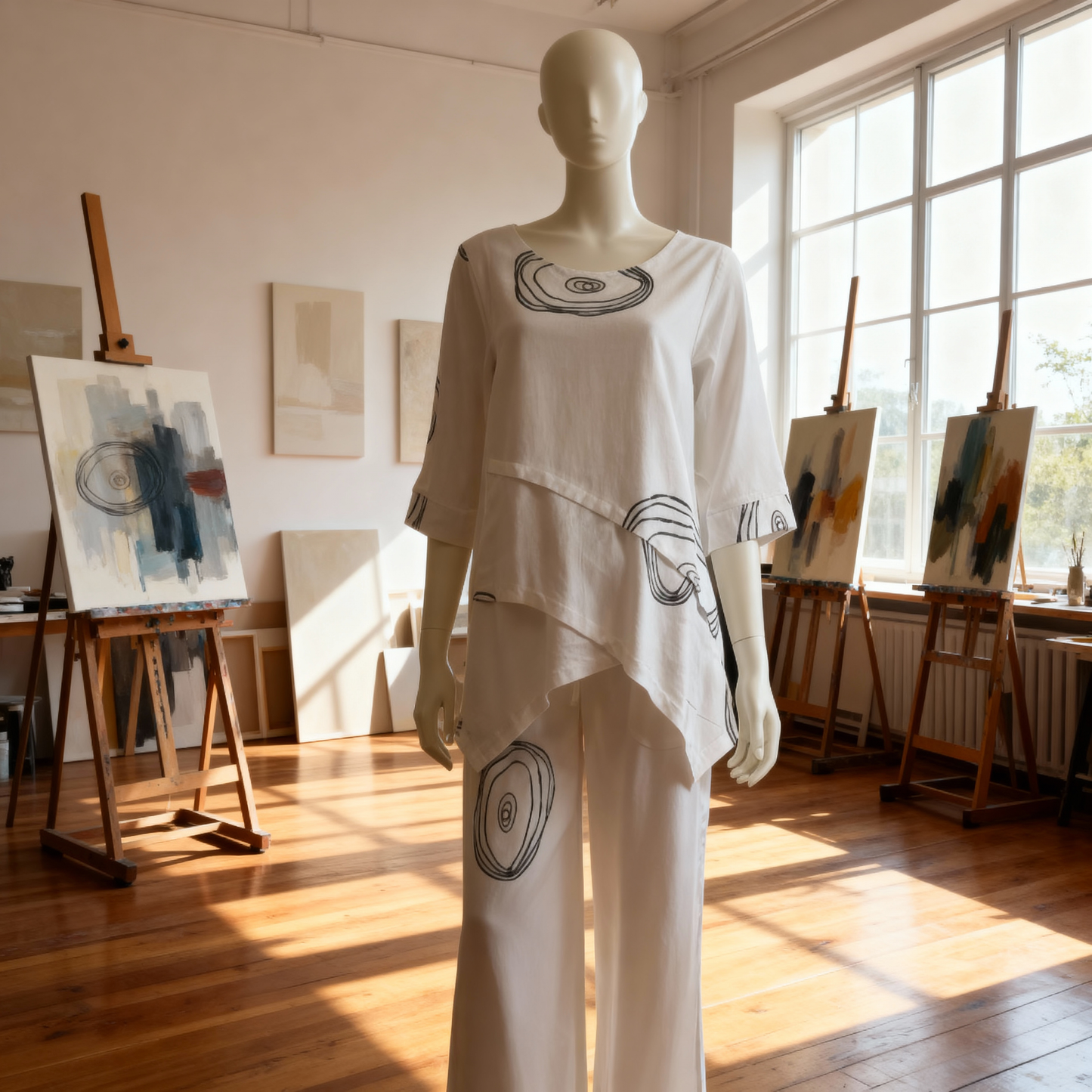 Ruby Rain White & Black Linen Blend Top