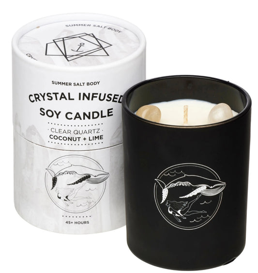 Coconut & Lime Soy Candle with Gemstones