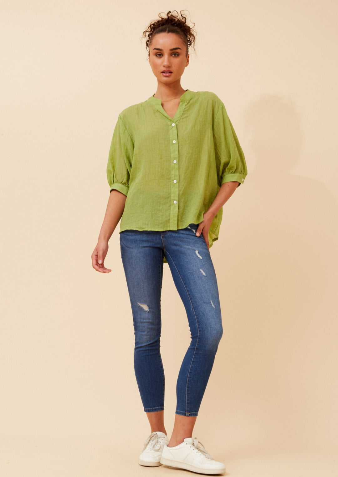 Green Button Through Shirt