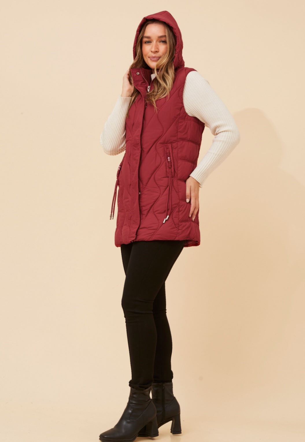 Puffer Vest Red Dahlia