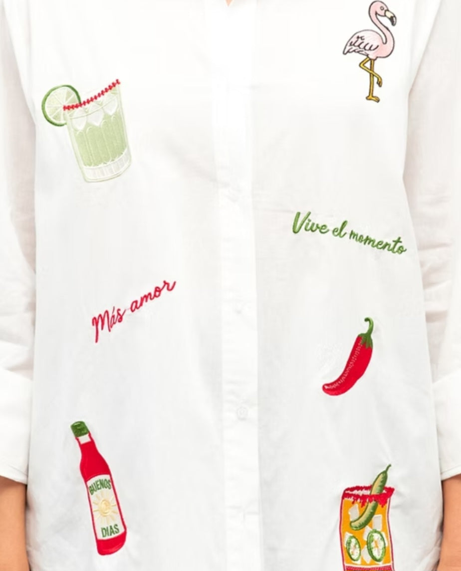 Mas Amore White Patch Shirt