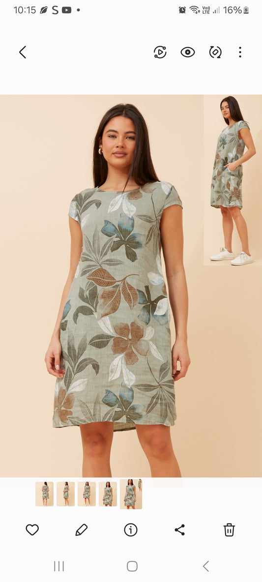 Audrey Linen Leaf Dress