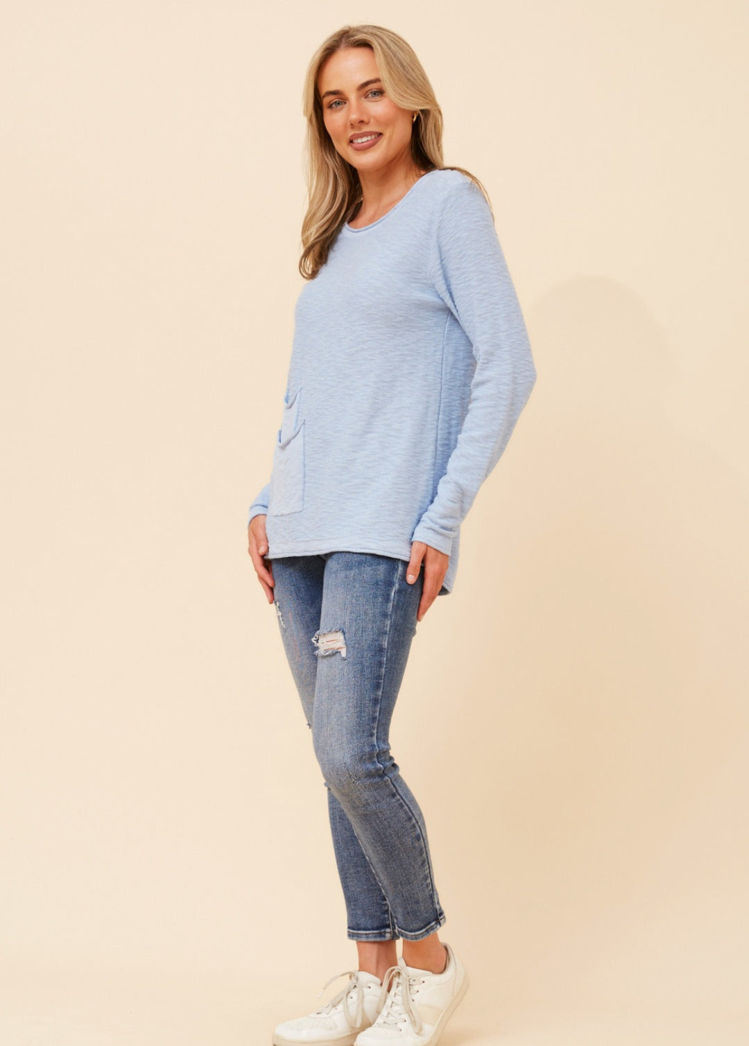 Cotton Knit Top Chocolate Blue