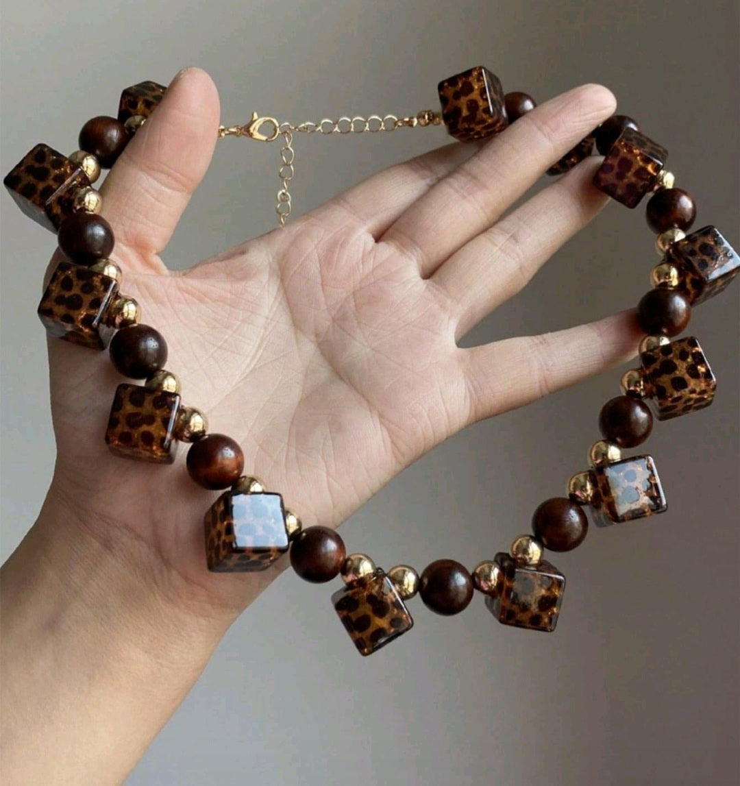 Animal Print Bead Necklace