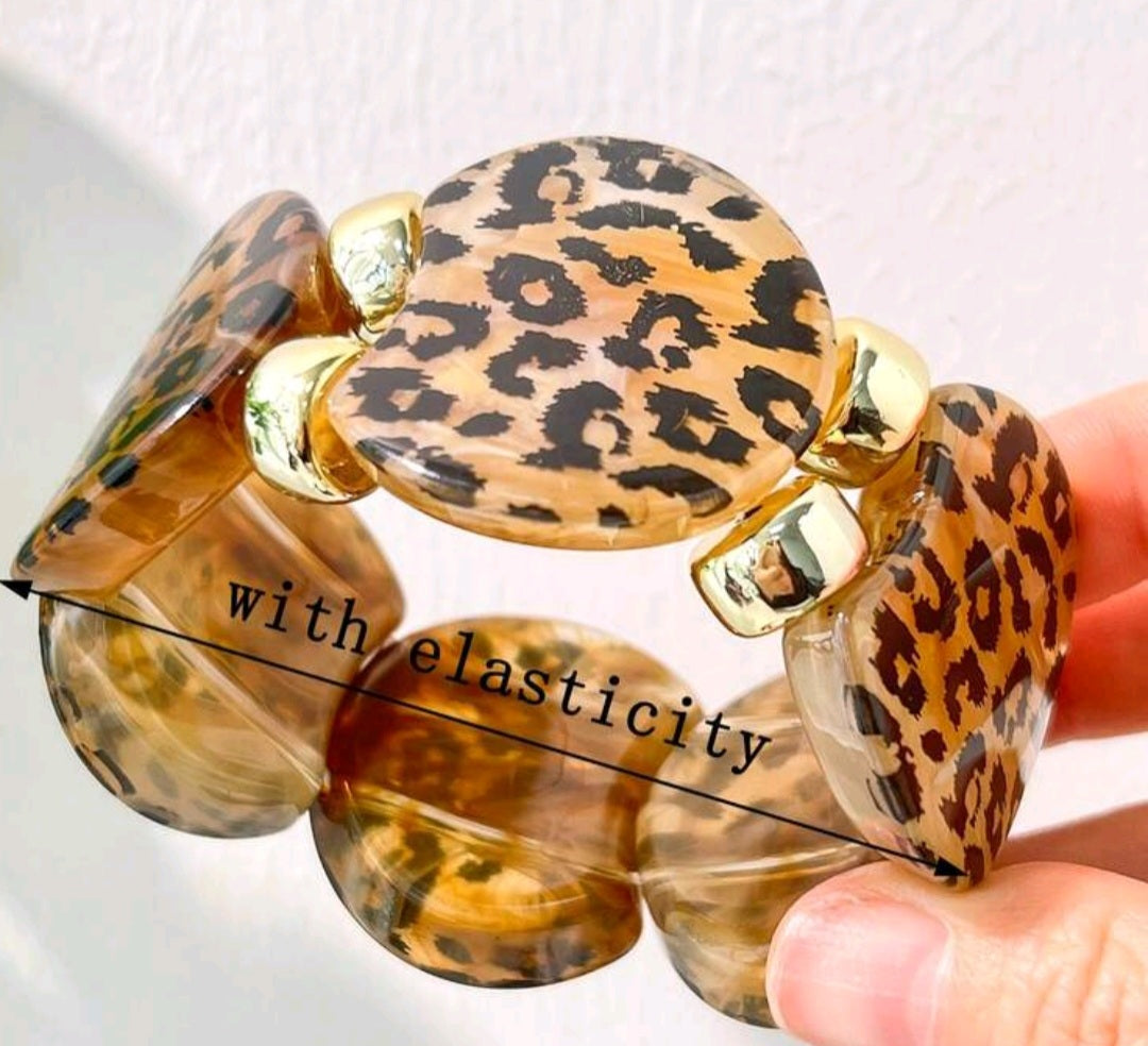 Animal Print Resin Stretch Bracelet