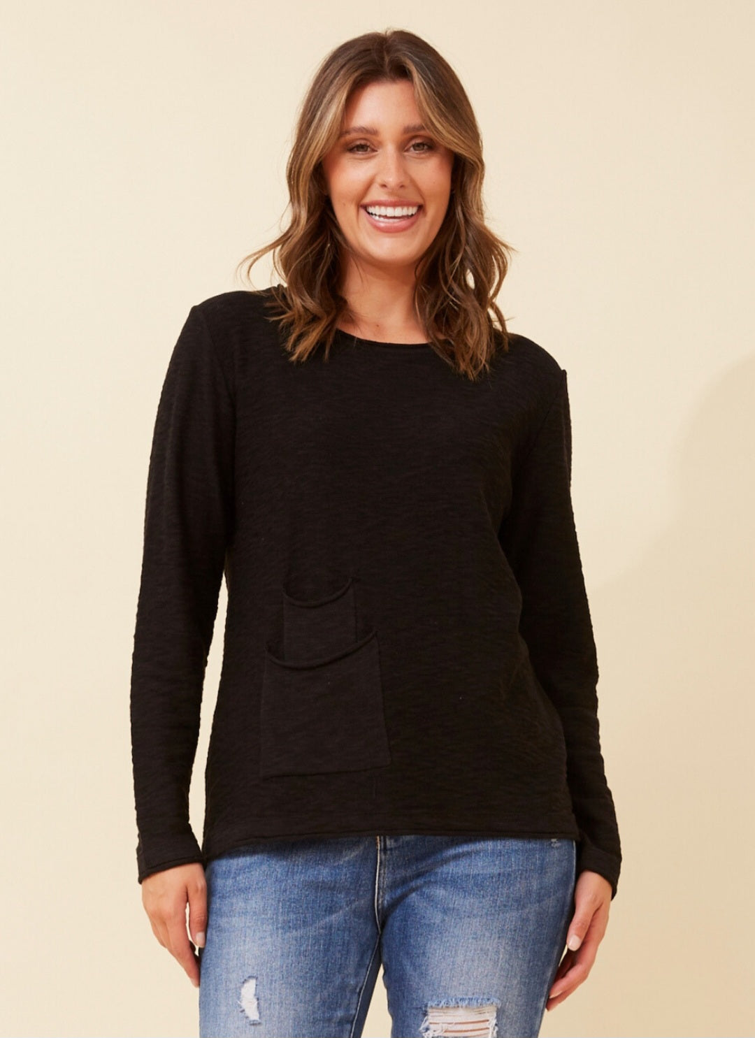 Cotton Knit Top Black