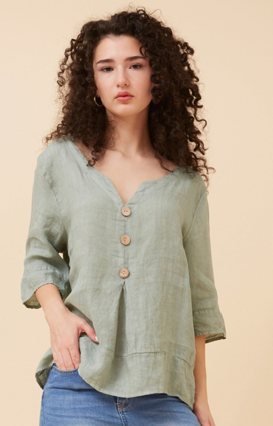 Sage Linen Top
