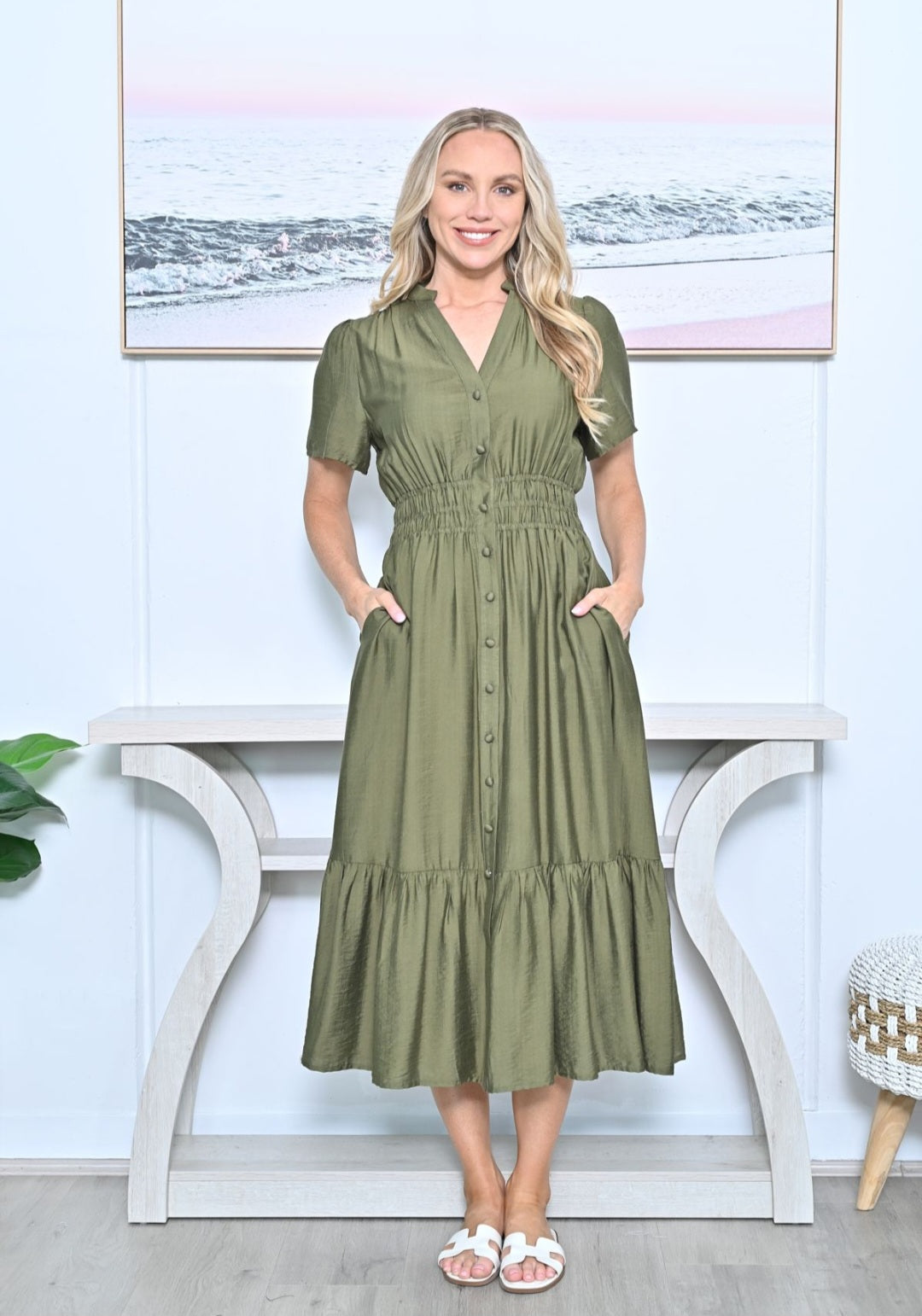 Khaki Midi Dress