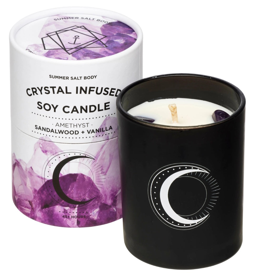 Sandalwood & Vanilla Soy Candle with Quartz