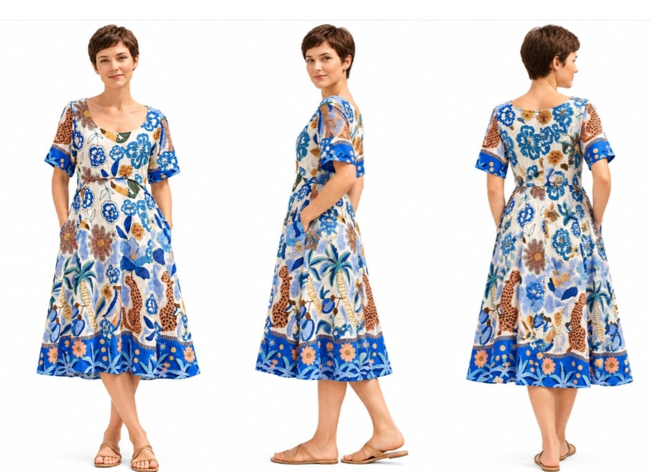 Blue Print Midi Dress