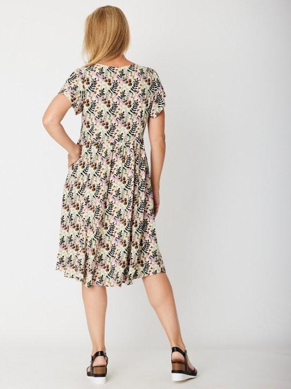 Sage Flounce Sleeve Pocket Dress