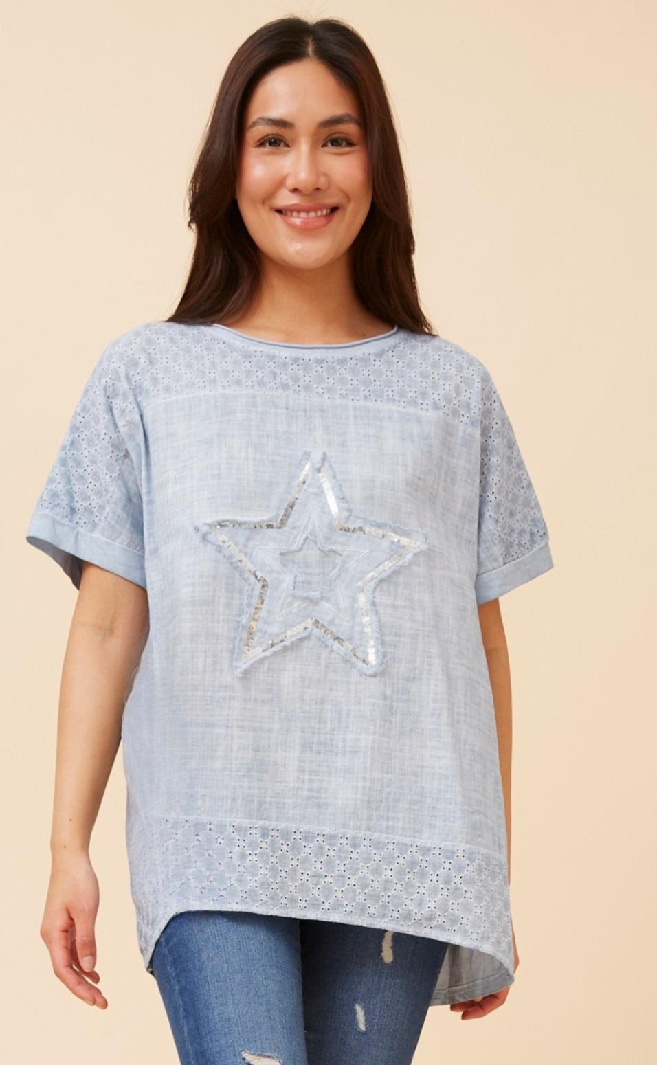 Cotton Star Top Grey