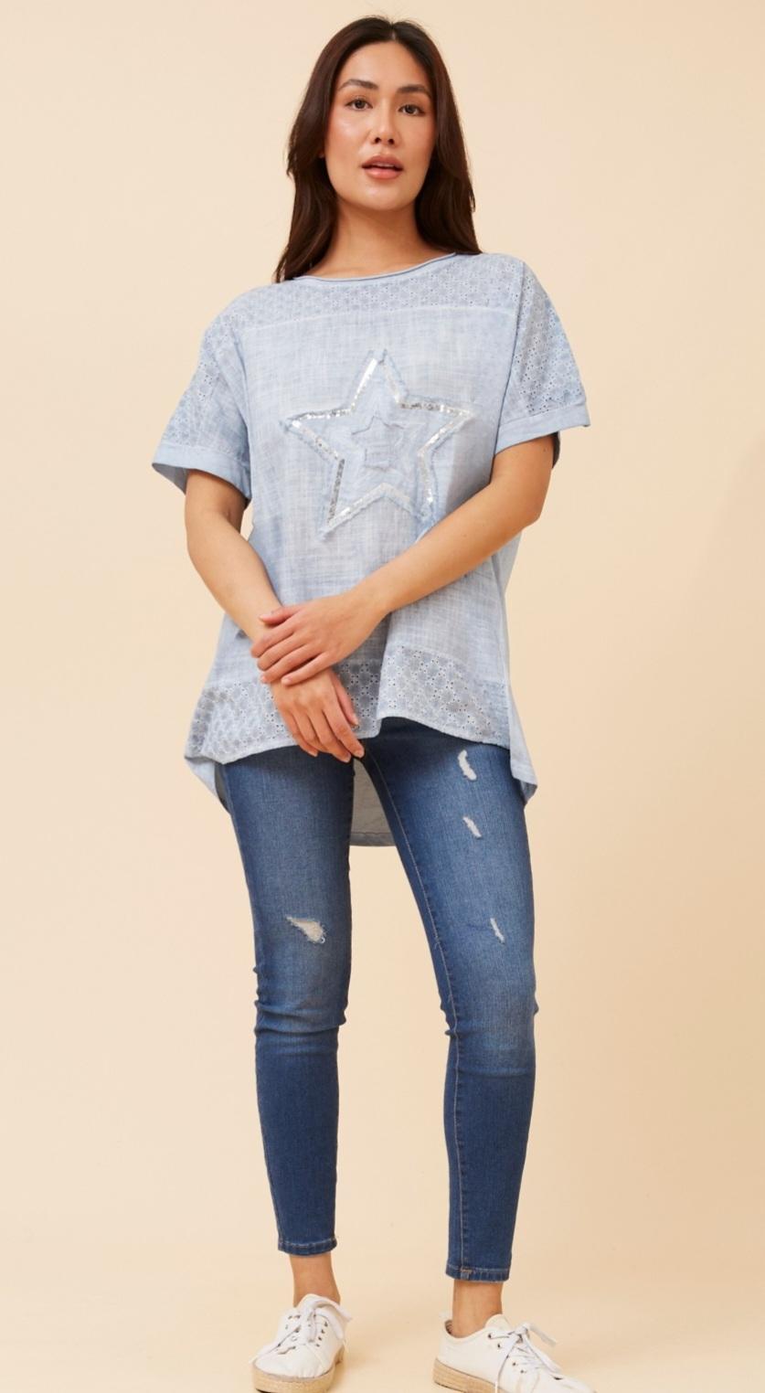 Cotton Star Top Grey