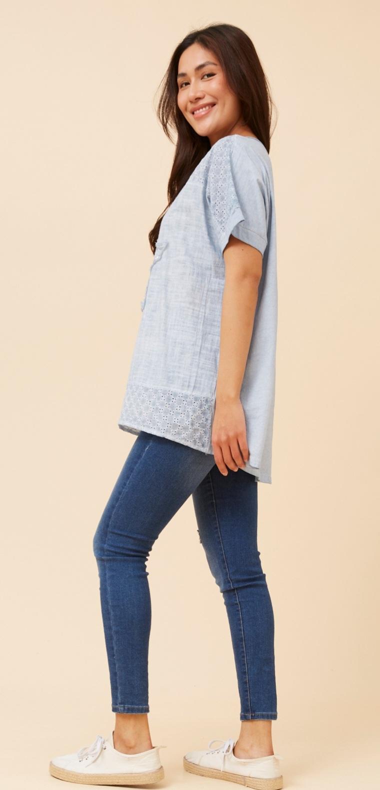 Cotton Star Top Grey