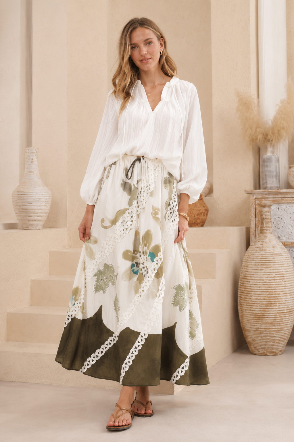 Botanical Print Maxi Skirt