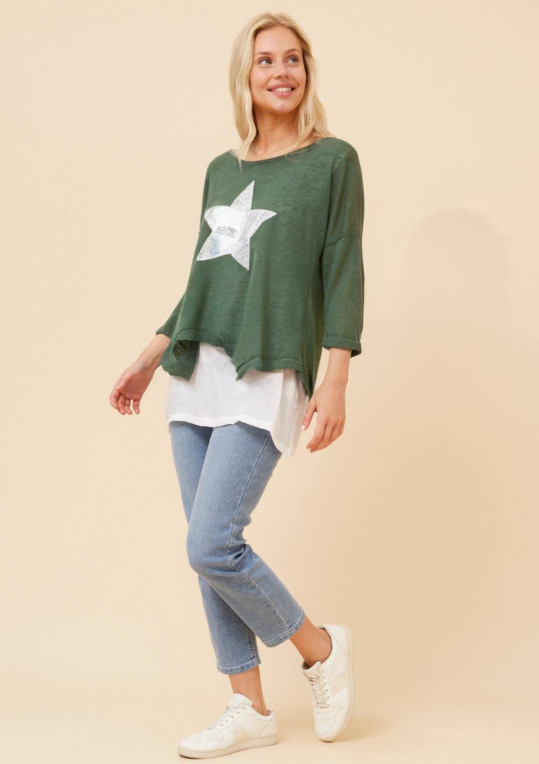 Star Of The Show Layered Top Green