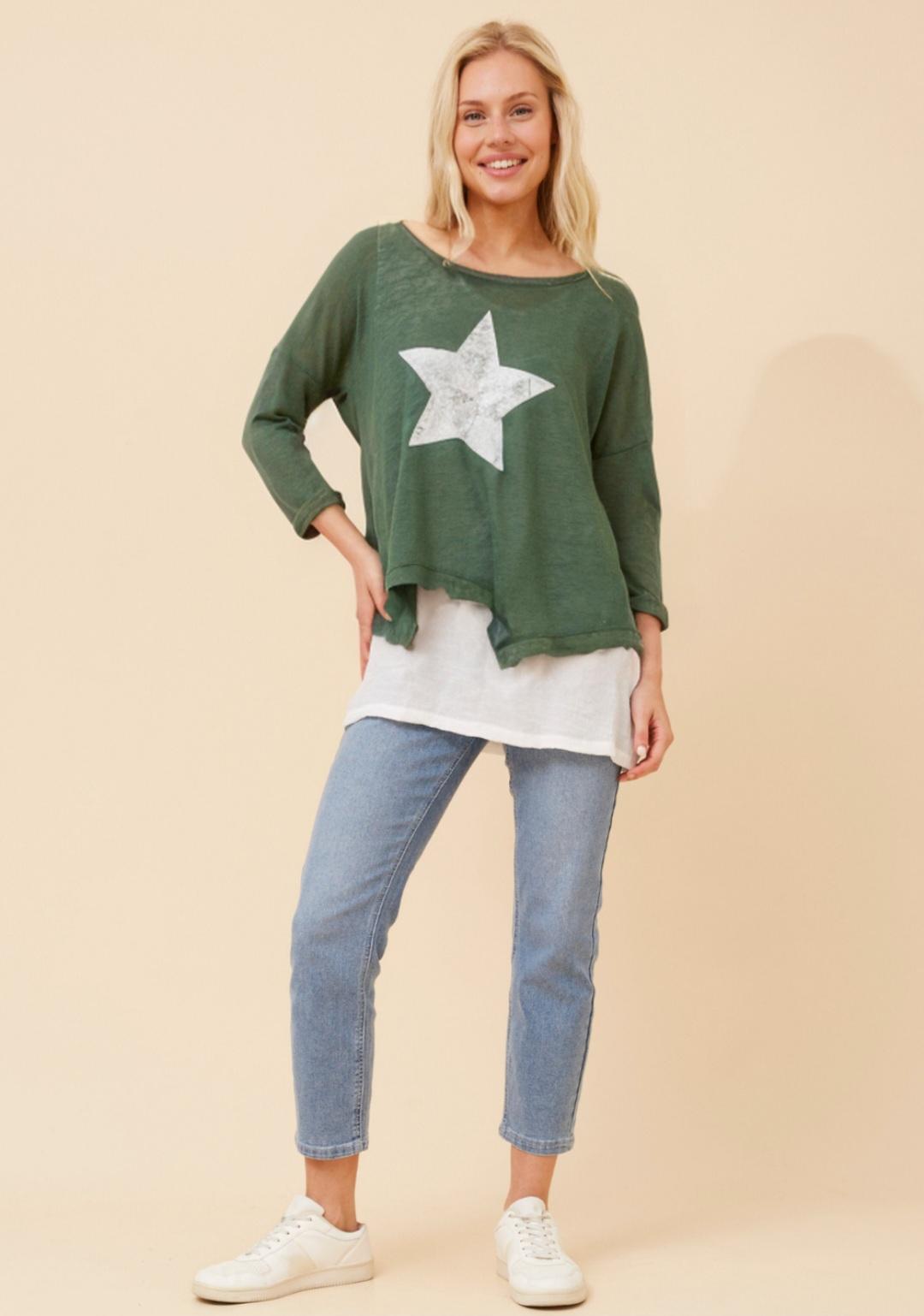 Star Of The Show Layered Top Green