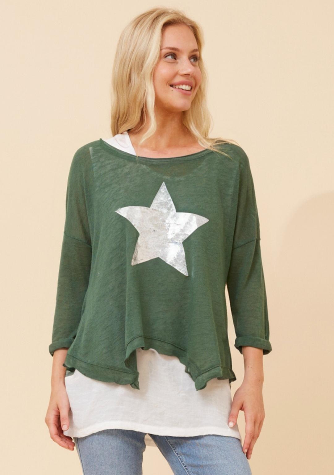 Star Of The Show Layered Top Green