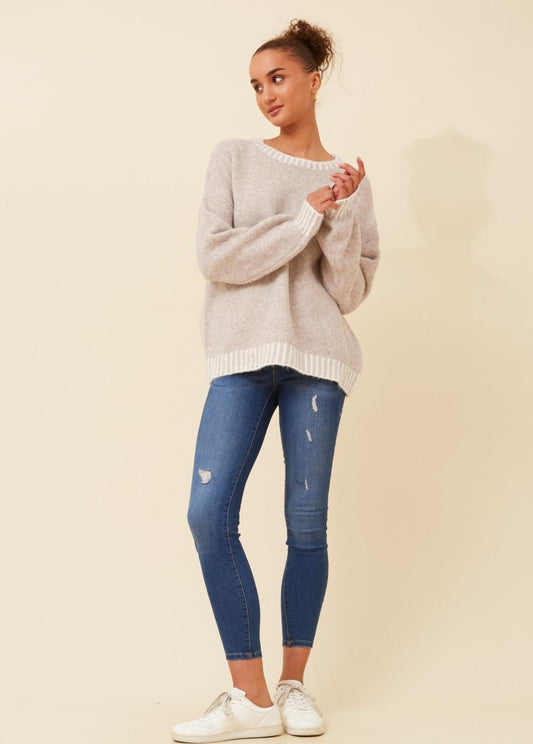 Stone Coloured Soft Touch Knit Jumper