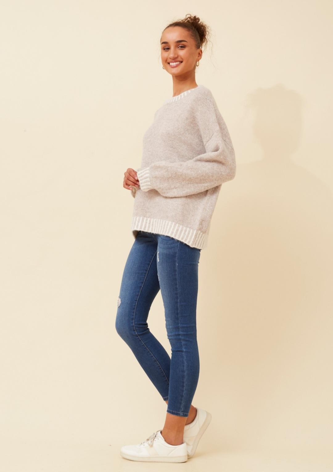 Stone Coloured Soft Touch Knit Jumper