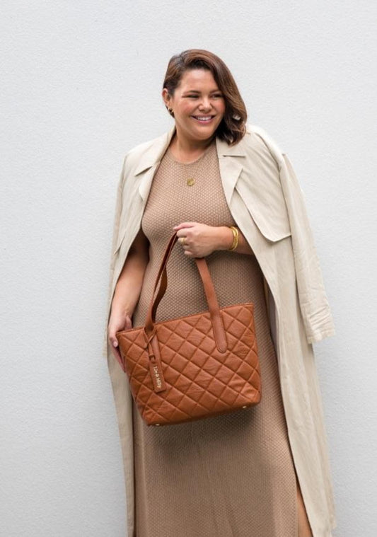 Tan Quilted Tote