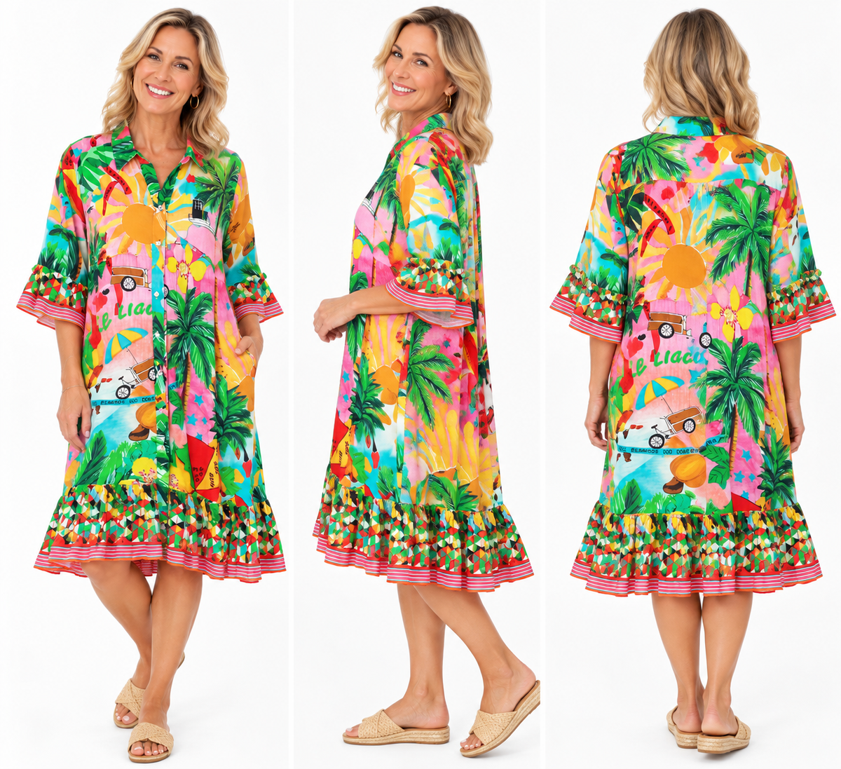 Tropical Escape Linen Blend Dress