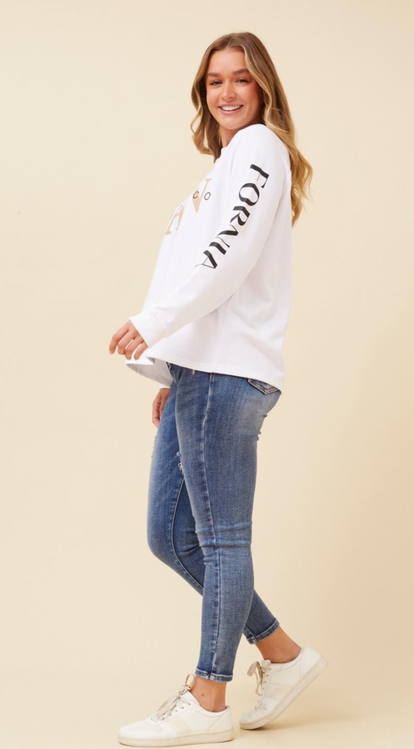 San Francisco White Fleece Top