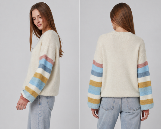 Rainbow Sleeve Wool Blend Jumper
