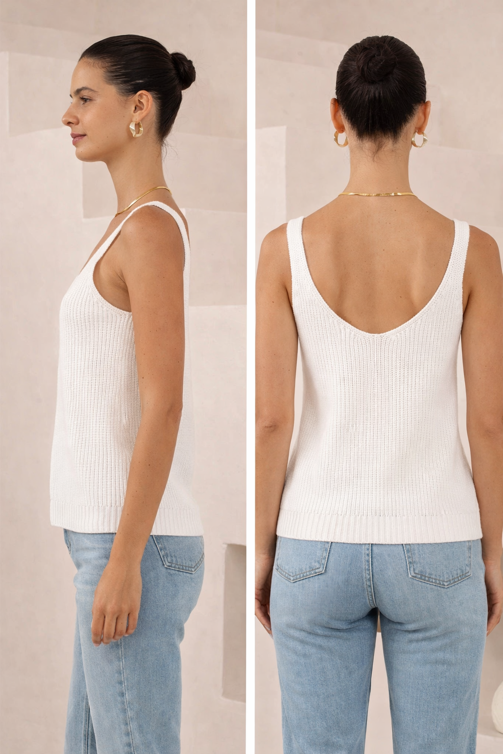 White Cotton Singlet Top